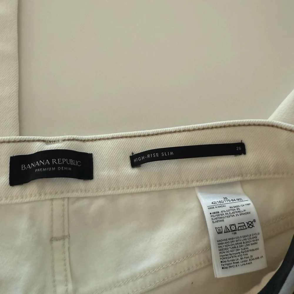 NWT Banana Republic Women's High Rise Slim White Jeans - Picture 8 of 8